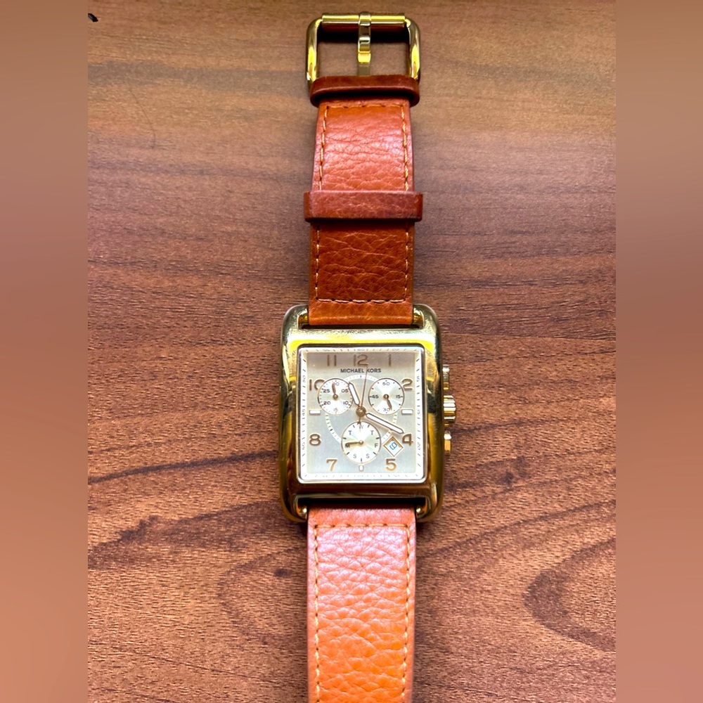 Michael Kors women’s leather strap watch